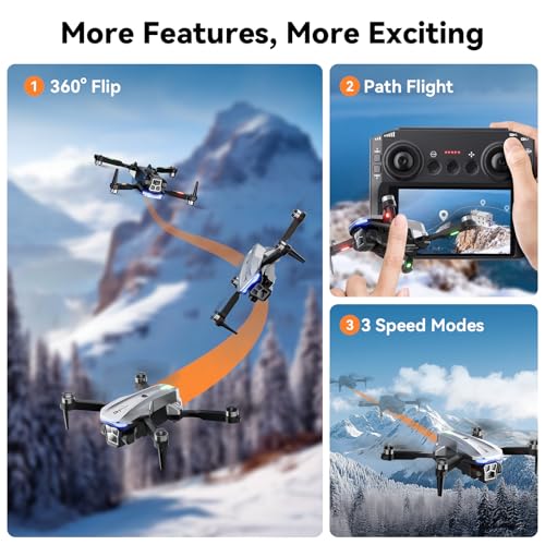 Drone with Camera - 4.5 inch LCD RC Screen and Brushless Motor Drone for Adults/Kids, Foldable 1080P HD RC quadcopter. Waypoint Fly, Altitude Hold, One Key Take Off/Landing, Gesture Selfie, 3D Flip, Long Flight Time - Image 6