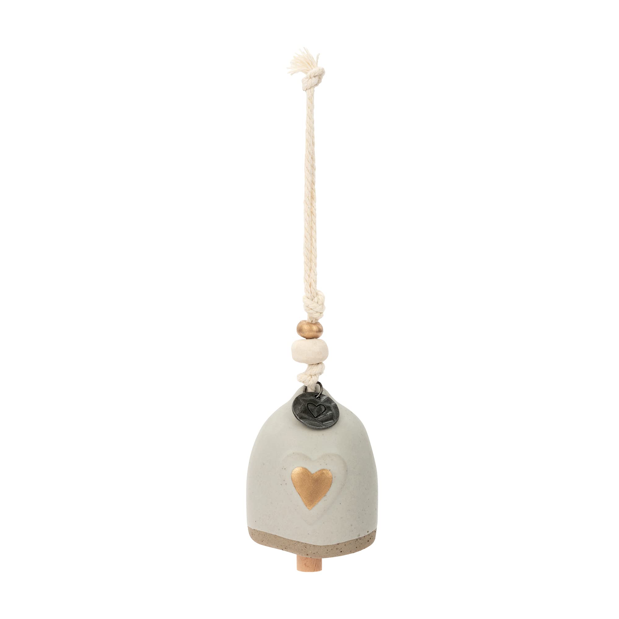 DEMDACO Mini Golden Heart 2.5 inch Stoneware, Metal, Wood, Iron Mini Inspired Bell