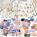 4 boîtes Autocollants Thème du timbre, 180 Stickers tampon, cartes de couleurs, paysages, étiquette pour Scrapbooking Deco de DIY Album Photo Carte de voeux, 44mm x 44mm