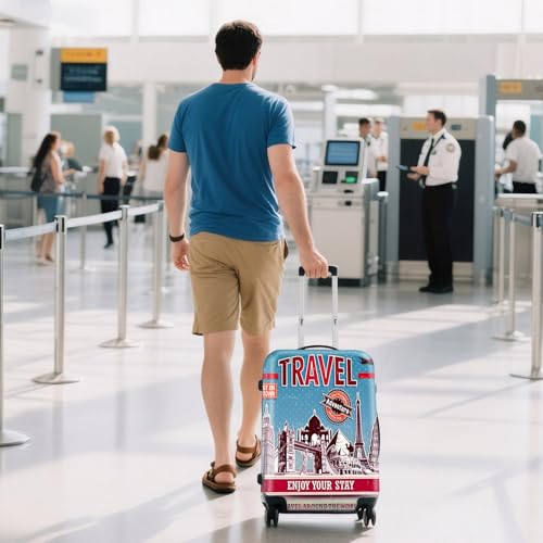 Image of WUJIAONIAO Travel Luggage Cover Baggage Suitcase Cover Protector Skins 18-32 Inch, Tourist Attraction A28, XL (for 29--32 inch luggage), Fashion