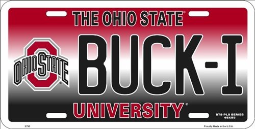 Ohio State University Buck-I Collegiate Embossed Vanity Metal Novelty License Plate Tag Sign