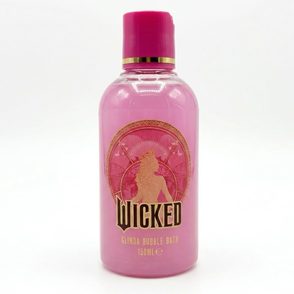 Wicked Glinda - Confezione regalo da bagno in schiuma rosa, burro per il corpo e cuffia da doccia, prodotto con licenza ufficiale Wicked
