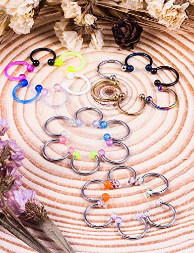 Cisyozi 20G 18G 16G 14G Septum Rings 316L Surgical Steel Septum Nose Lip Rings Horseshoes Cartilage Helix Tragus Rook Daith Earring Hoop Smiley Piercing Jewelry for Women Men 8mm 10mm 12mm 14mm 16mm2