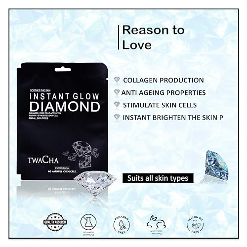 Image of TWACHA Instant Glow Diamond Facial Kit | Improves Skin Elasticity, Provides Instant Glow,Deep Cleanses,Brightens and Lightens Patchy Damaged Skin | Suits of All Skin Type | (6 Steps Facial)