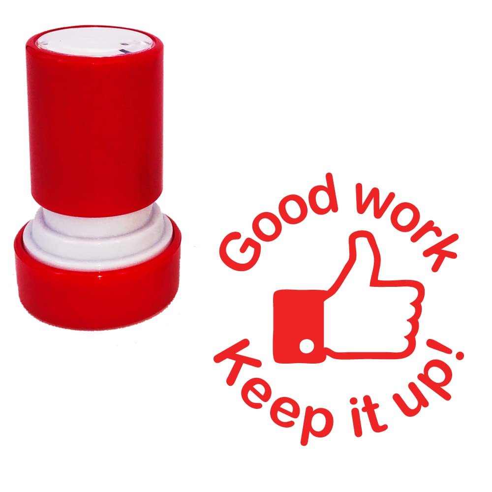 School Stamps Red Good Work, Keep It Up! Teacher Stamp. Self-Inking, 22Mm, Reinkable, Quality Stamper For Marking And Praise. Ink*