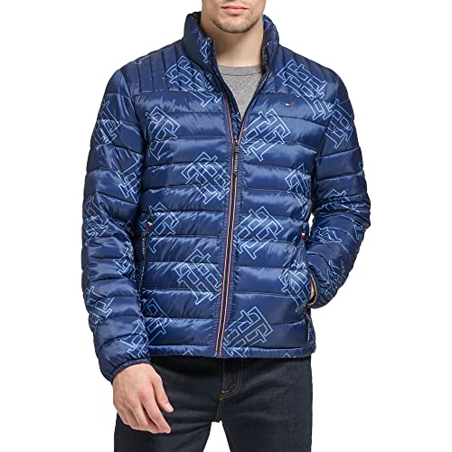 Image of Tommy Hilfiger Mens Embroidered Logo Puffer Jacket