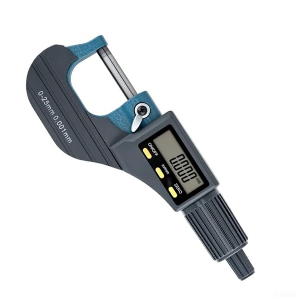 Digitales Mikrometer 0–25 mm, Messgenauigkeit 0,001 mm, Hartmetall-Spindel, mit Nullpunkt-Reset