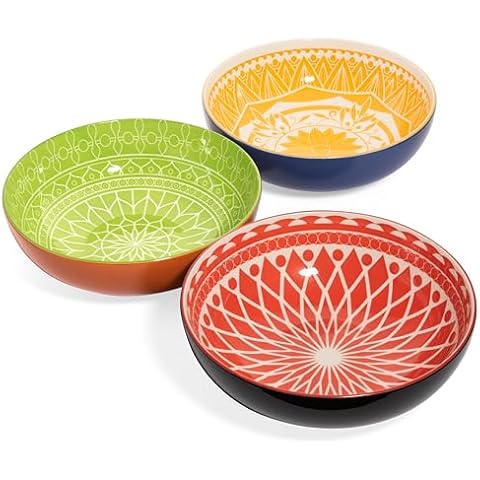 Annovero Set of 3 Large Porcelain Serving Bowls Cover