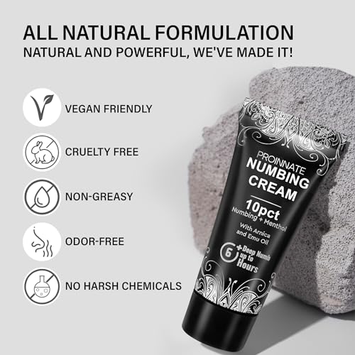 Numbing Cream Painless Tattoo: 10% Max Strength Deep Painless Tattoo Numbing Cream for Piercing, Tattoos, Waxing, Highest Purity Numb Ingredient with Menthol, Emu Oil and Arnica 5 Pcs(5x10g) - Thumbnail 5
