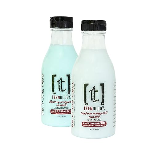 Teenology Paquete de champú y acondicionador (Ahorre un 5%)  Evita el acné en la frente y los brotes  Sin sulfatos ni parabenos, extractos botánicos