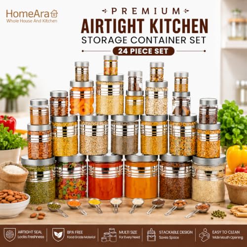 HomeAra 24-Piece Plastic Storage Jar Set - Image 3