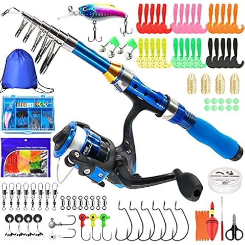 Kilitn Kids Fishing Rod, 1.5M 61Inch 4.92Ft Portable Telescopic Fishing Pole and Reel Combos and String with Fishing Line Full Kits, Youth Fishing Pole Fishing Gear for Kids, Boys, Girls, and Adults Cover