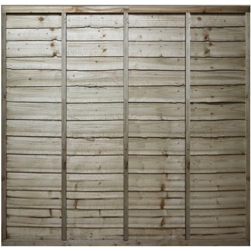 Premier Garden Supplies Lap Fence Panel Width: 6ft (183cm) x Height: 6ft (180cm) Heavy Duty Wooden Waney Larch Pressure Treated (Tanalised) Garden Fence Panel (W: 1830mm x H: 1800mm)
