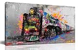 JKWALL77 Graffiti Train Wall-Art - Banksy Canvas Wall Art for Living Room - Modern Art Wall Decor Re