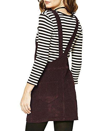 ASMAX Haoduoyi Womens A-line Corduroy Mini Overall Dress(XL,Brown)