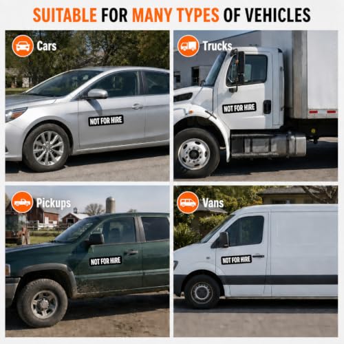 Image of Not For Hire Magnetic Signs, 3 inchx 12 inch Not For Hire Car Magnetic Sticker Signs for Vehicles, Display On Box Truck, Tractor Trailer, Company Vehicle, Personal Vehicle