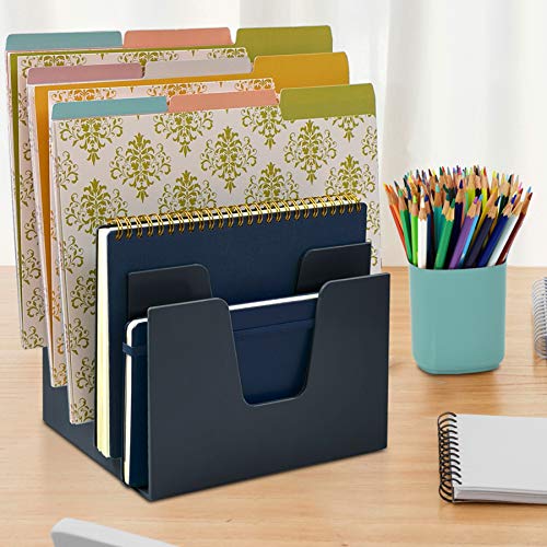Organiseur de bureau noir à 5 compartiments inclinés pour courrier - 6