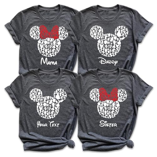 Custom Family Matching Mouse Ear Silhouette Shirts - Magic World Shirt -Cartoon-Inspired Vacation Outfit for Adults & Kids