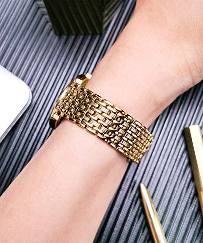 Binlun Ultra Thin Mesh Stainless Steel Watch Band Light Watch Strap Polished Watch Bracelets Replacement 12Mm/14Mm/16Mm/18Mm/20Mm/22Mm For Men Women With Butterfly Buckle(Gold,18Mm) #TOP3