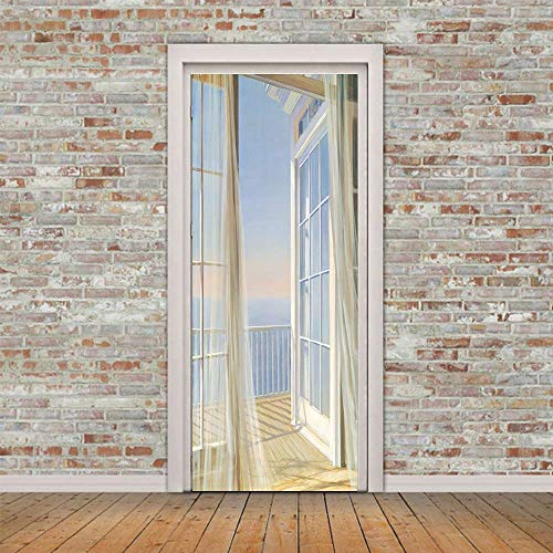 Zy-Kl 3D Door Sticker Wall Decals Mural Wallpaper, Waterproof And Moisture Peel And Stick Vinyl Door Mural Decals For Dormitory, Office And Home Decor，30.3X78.7 Inch Pvc Door Decal (Mt0126) #TOP3