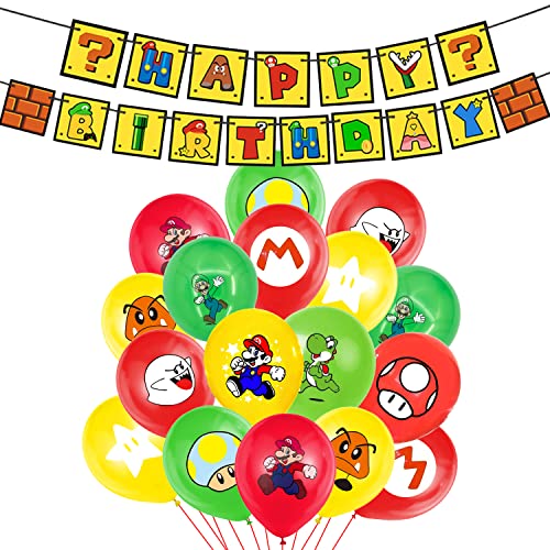 Ballons de Fête Mario 33 pcs, Ballons de Latex Mario, Décoration de Fête Mario, Guirlande de Ballons, Latex Ballons Décoration Mario, Bannière de Joyeux Anniversaire, pour Anniversaire, Mariage, Fête Cover