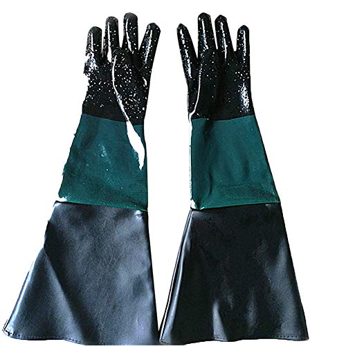 Jewboer 2 Pairs 23.6" Rubber Sandblasting Sandblaster Protection Gloves for Sandblast Cabinets