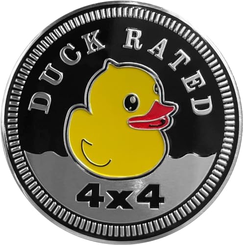 Image of 4Pcs Duck Badge Rated Metal Automotive Badge 3D Metal Car Badges Emblems Round Emblem Decals Compatible for Jeep Wrangler Vehicles Trucks SUV