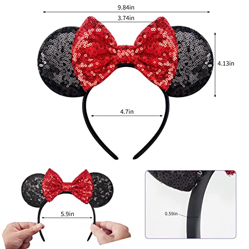Image of FANYITY Mouse Costume Ears,2 Pcs Mouse Ears Headbands for Girls & Women Party,Size Free (RED 2)