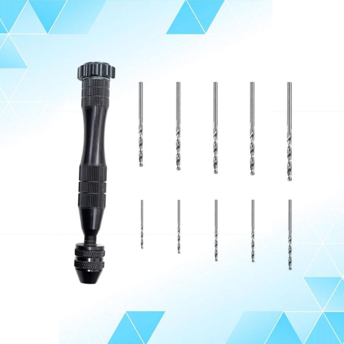 11 Pcs Black Aluminium Alloy Hand Drill with Mini Chuck
