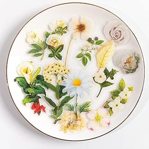 Alideco 100Pcs Flower Scrapbook Stickers Sets Fresh Transparent Floral Aesthetic Adults Scrapbooking Supplies Stickers for journaling (yuexiahuayu) Cover