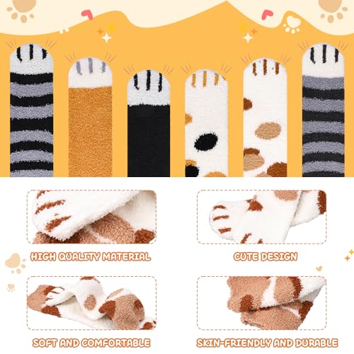 3-6 Pairs Womens Fuzzy Socks Cozy Fluffy Slipper Socks Cute Soft Cat Animal Winter Warm Sleep Socks Gifts2