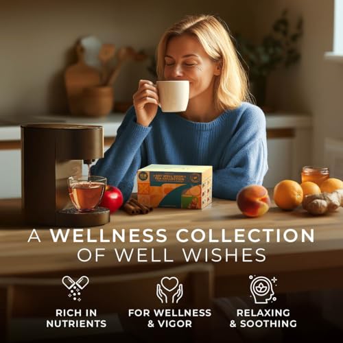 Image of Get Well Soon Tea Pod Gift Set (16 Count) - 7 Flavors Assorted Variety Pack | Honey Citrus Mint, Vanilla Chai, Cinnamon Apple, Cinnamon Orange, Chamomile Mint, Ginger Peach, Hibiscus Rose, Non-GMO