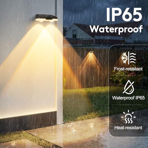 Solar-Fence-Lights-Outdoor-Garden - 4 Pack Garden Wall Lights Outdoor 8 Colors 9 Modes RGB Fence Light For Ouside IP65 Waterproof - Light Solar Powered Patio Deck Pool Step Fence Gate Yard Decoration - Image 4