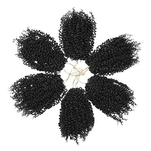Hanne Fashion 6 Packs Curly Crochet Hair 8 Inches 120 Strands Short Pre-Looped Crochet Hair Short Braids For Black Women (6Packs,1B) #TOP6