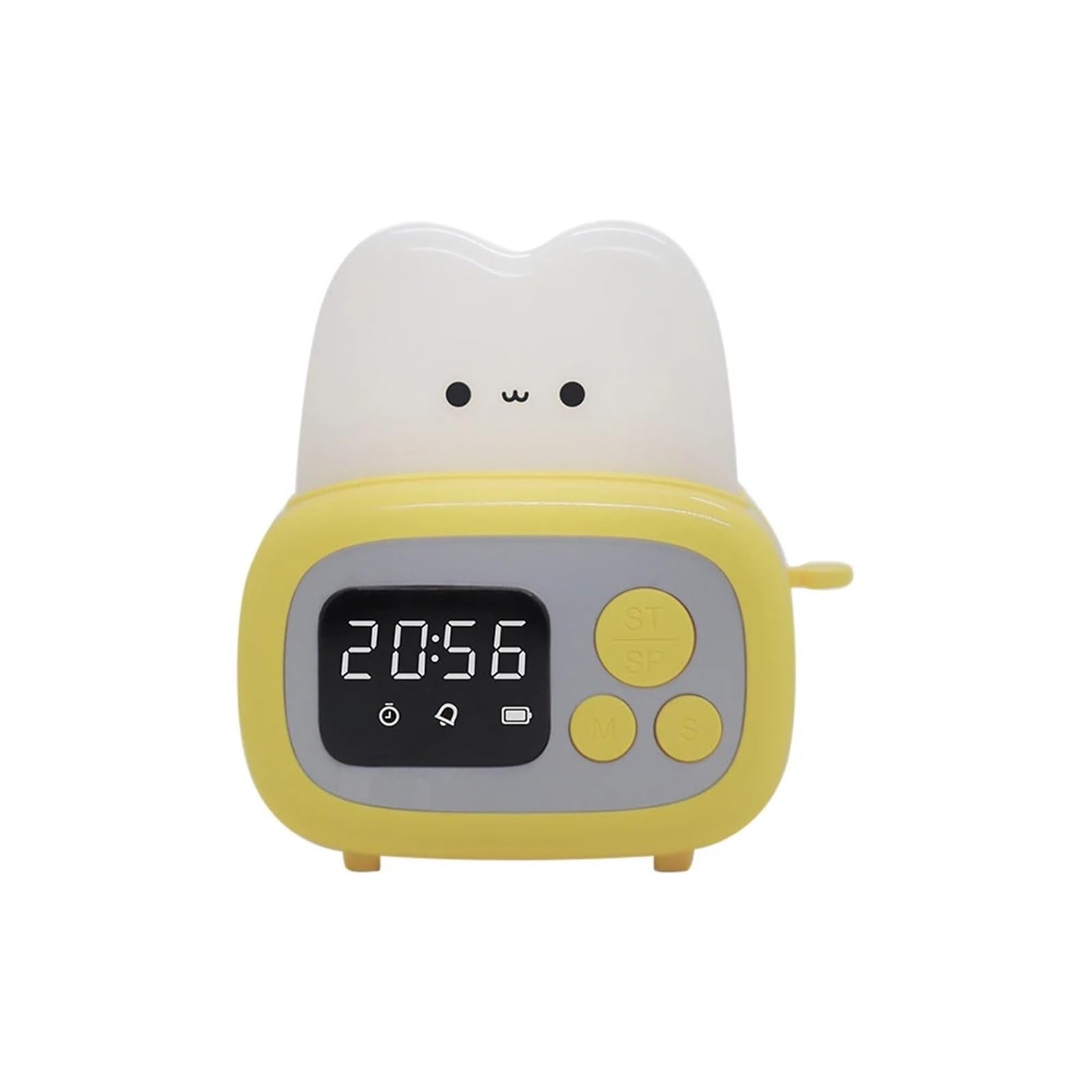 LUYSGBXR Alarm Clock Cute Bread Maker Alarm Clock Sleeping Timing USB Rechargeable Lamp Bedside Table Desk Birthday Holiday Children(Yellow)