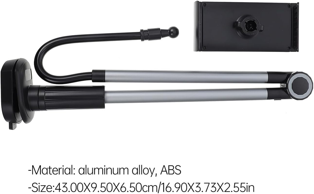 Rotating Adjustable Desktop Phone and Tablet Stand 4.7-12.9 Inch Bedside Clip Holder for Home Office Use