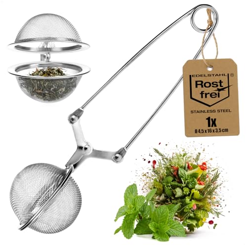 Robin Goods® Edelstahl-Teesieb - Tee-Ei mit Zange - Sieb-Filter für losen Tee, Kräuter & Gewürze...