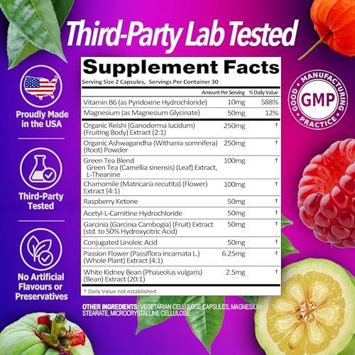 Night Bullets Weight Loss Pills for Women & Men, Stim-Free Nighttime Fat Burner, GLP-1 Support, Appetite Suppressant, Diet Pills with Ashwagandha & CLA, 60 Capsules - Image 6