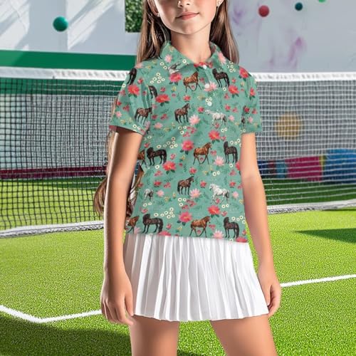 DISNIMO Girls Short Sleeve Polo V-Neck Golf Tennis Shirts Collared Shirts3