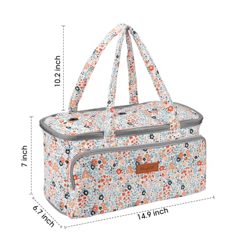 Image of Yarn Bag-Yarn Storage Organizer with Grommets-Portable Crochet Bag for Yarn Skeins-Crochet Hooks-Knitting Needles -Other Accessories (Daisy)