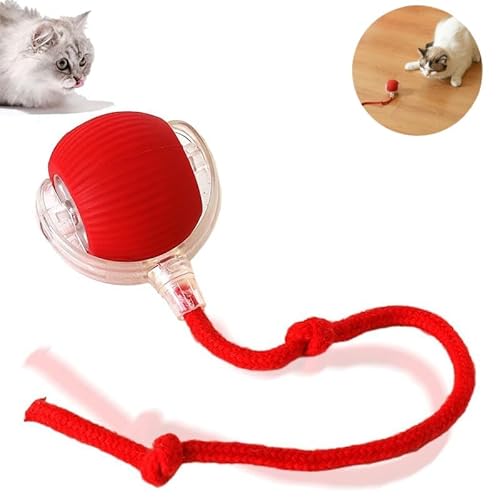 Lysliv 2025 New Interactive Dog Ball, Self Rolling Pets Ball Interactive Automatic Cat Toys Self Moving Pet Toys Smart Automatic Rolling Ball Toy Electric Balls for Kitten/Puppy (Red)