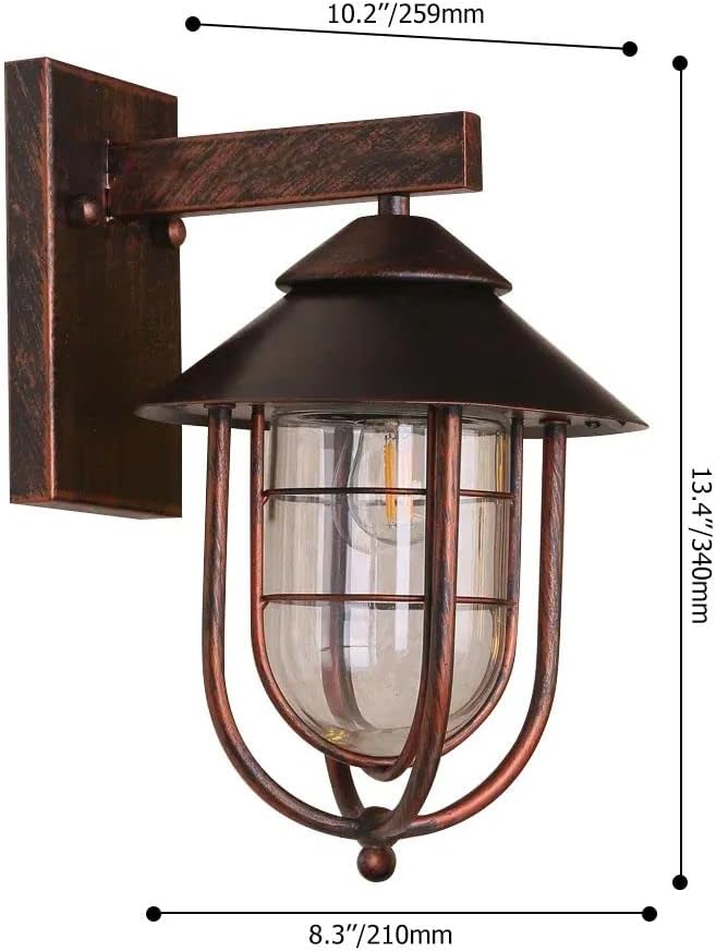 Flash Deals - 80% OFF Jiuzhuo Industrial 1-Light Metal Cage Clear Glass Shaded Nautical Outdoor Wall Sconce in Antique Copper