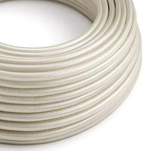 creative cables Ivory Rayon Covered Round Electric Cable - RM00-8ft, 3 x 18 AWG