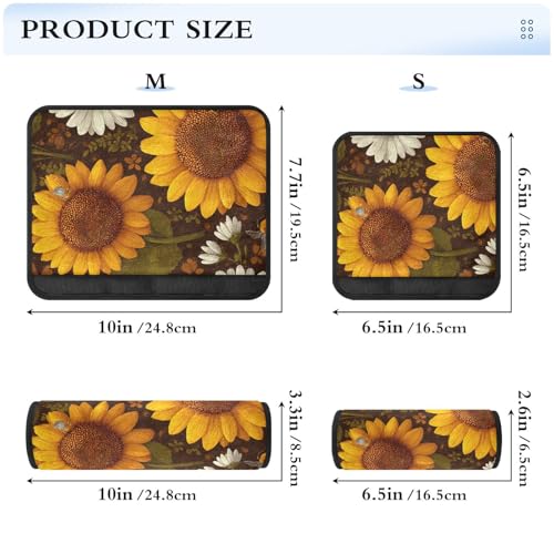 Image of Brown Sunflowers and Bees Seat Belt Cover Pad 2 Pcs Soft Cute Seatbelt Covers Protector Support Head Neck Shoulder Strap for Car Seats High Chair Backpack for Adults Kids Women Men 6.5x6.5In 2