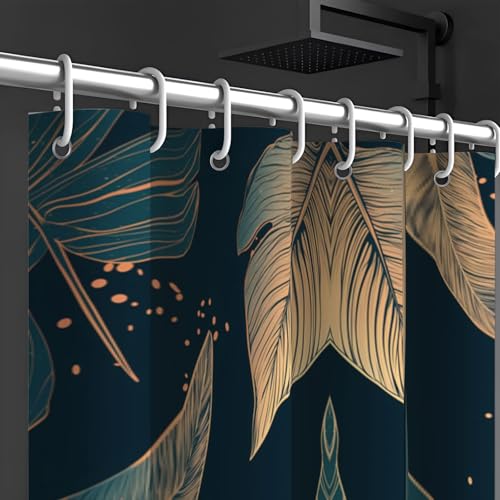 Rideau de douche lignes feuilles imperméable en polyester 150x180 cm - 6
