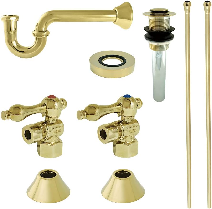 Kingston Brass CC43102VKB30 Trimscape Traditional Plumbing Sink Trim Kit with P-Trap and Drain in Polished Brass