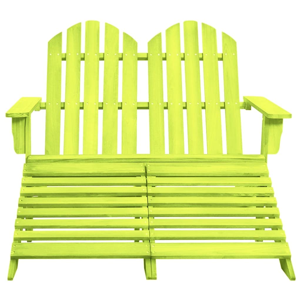 Adirondack Chaise 2 places avec pouf, bois massif épicéa vert