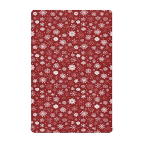 Image of Crib Sheet Breathable Soft Crib Mattress Sheet for Baby Toddler Boys Girls Fitted Crib Sheet Fit Standard Crib Mattress 39 x 27 Inch Red Christmas Snowflakes