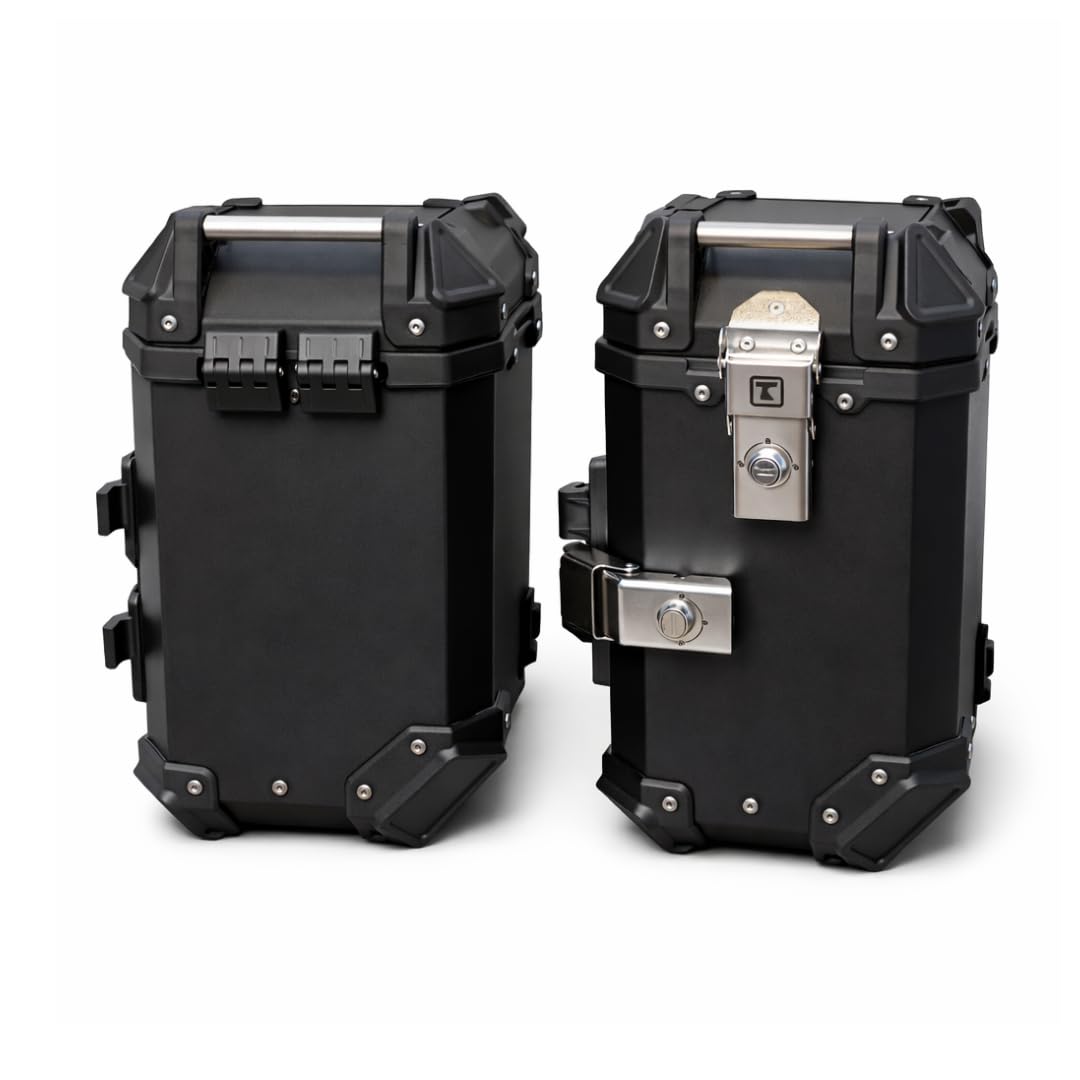 Nomad Twin 72L (36L X Pack of 2) Aluminium Motorcycle Side Pannier Set | Lockable Saddle Boxes with Universal Mount Design | Water-Resistant Carrier for Long Distance Touring - Stealth Black-image-43