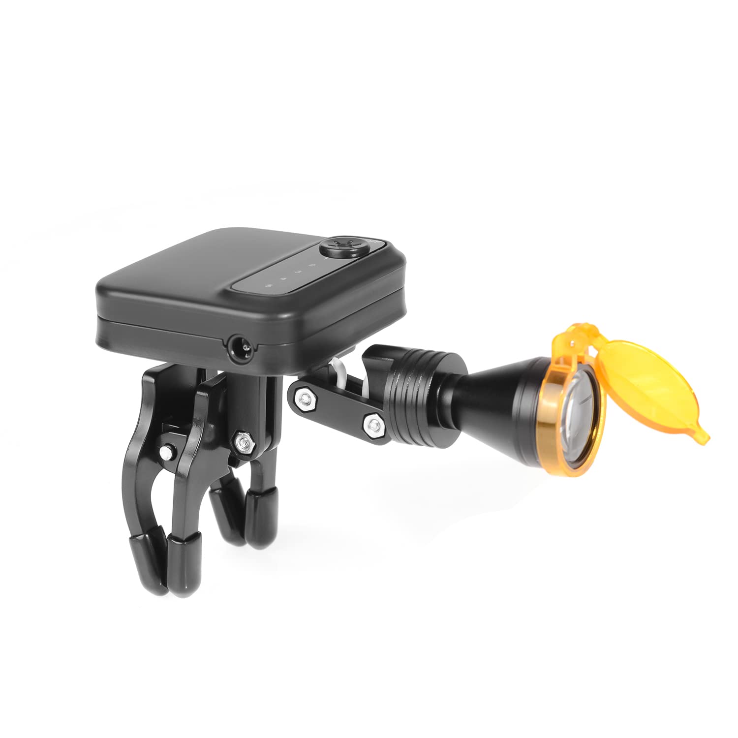 EustomA Lampada frontale a LED senza fili da 5 W con clip con filtro ottico giallo e 2 batterie per lenti d'ingrandimento YF-014